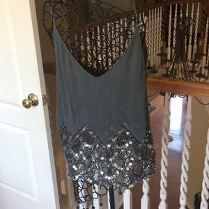 Free people teal sequin tank